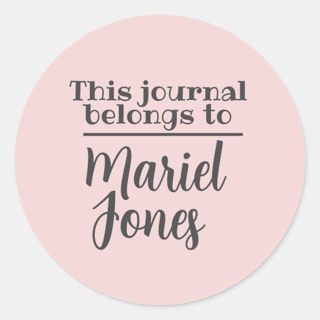 Pegatina Redonda Nombre Personalizado Que Este Diario Pertenece A P (Anverso)