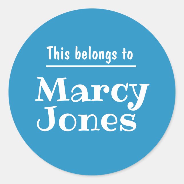 Pegatina Redonda Nombre Personalizado Que Pertenece A Pegatinas Per (Anverso)