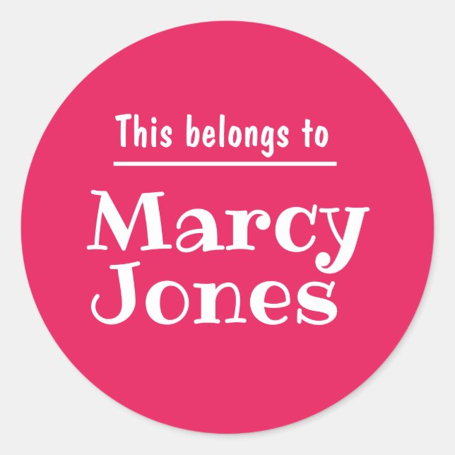 Pegatina Redonda Nombre Personalizado Que Pertenece A Pegatinas Per (Anverso)