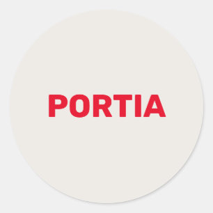 Pegatina Redonda Nombre personalizado rojo claro gris claro