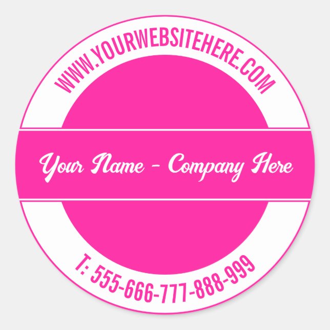 Pegatina Redonda Nombre personalizado Sitio web Teléfono redondeo P (Anverso)