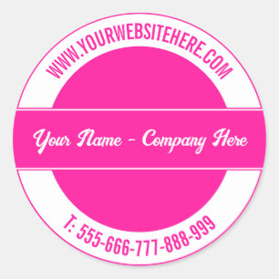 Pegatina Redonda Nombre personalizado Sitio web Teléfono redondeo P