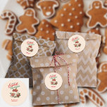 Pegatina Redonda Nombre personalizado vintage Christmas Sweet Cake<br><div class="desc">Este Pegatina tiene un ambiente de Navidad Vintage con una huella retro. Ideal para decorar tus bolsitas de Navidades pasteles,  regalos de pasteles y Gingerbread Man. Que tengas Navidades dulces. Nombre del personalizar para hacerlo personalizado.</div>