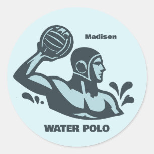 Pegatina Redonda Nombre Personalizado Water Polo