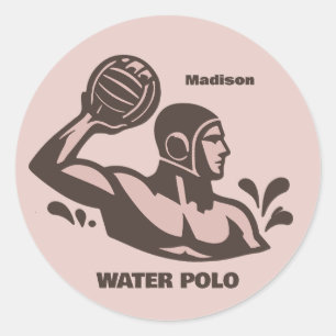 Pegatina Redonda Nombre personalizado Water Polo