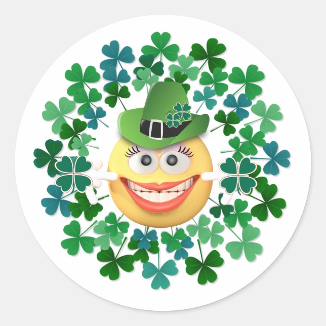 Pegatina Redonda Nombre personalizado y Emoji sonriente con regalos (Anverso)