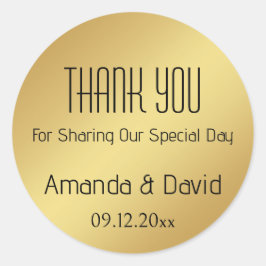 Pegatina Redonda Nombre personalizar Y Fecha Oro Gracias Etiquetas 