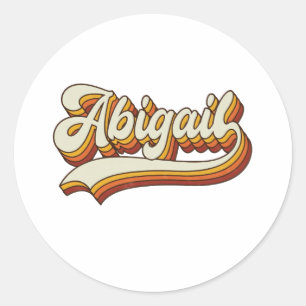 Pegatina Redonda Nombre Retro Abigail Diseño Vintage 70s