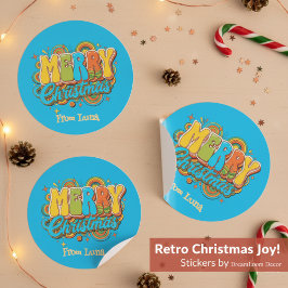 Pegatina Redonda Nombre Retro Navideño Groovy Personalizado 