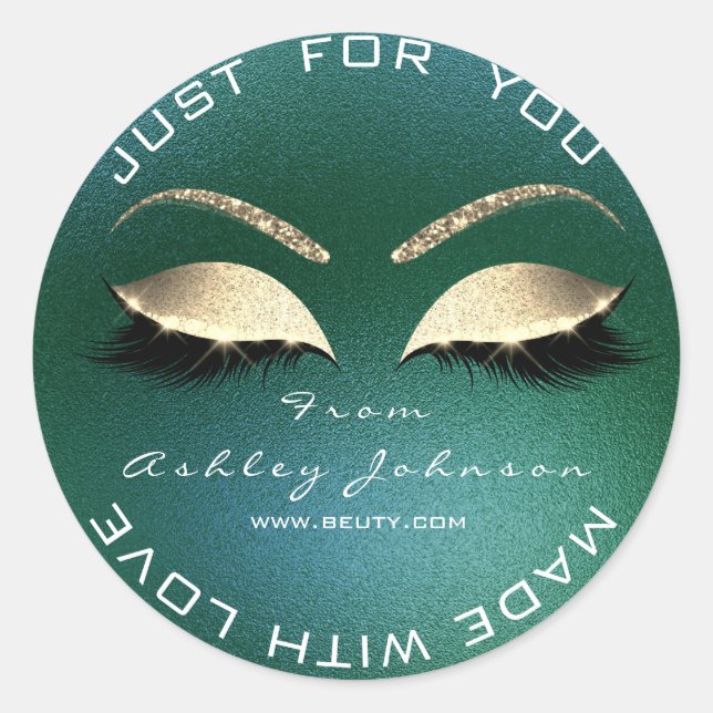 Pegatina Redonda Nombre Salón de Belleza Purpurina Proep Green Grac (Anverso)