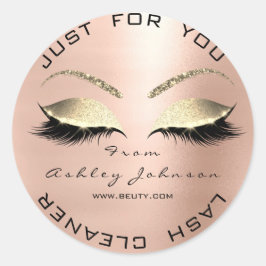 Pegatina Redonda Nombre Salón de belleza Purpurina Rosa Limpiador d