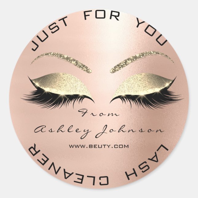 Pegatina Redonda Nombre Salón de belleza Purpurina Rosa Limpiador d (Anverso)