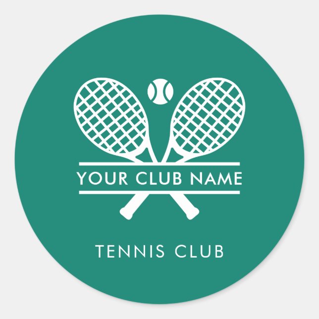 Pegatina Redonda Nombre sencillo del club de campo Equipo de tenis  (Anverso)