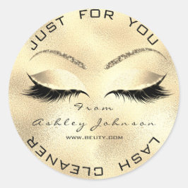 Pegatina Redonda Nombre Web Salón de belleza Purpurina Glam Lash Cl