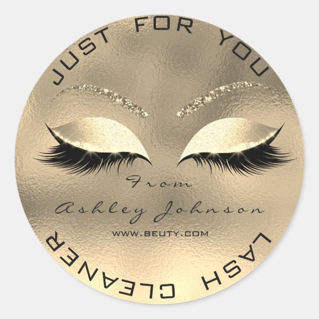 Pegatina Redonda Nombre Web Salón de belleza Purpurina Limpiador de (Anverso)