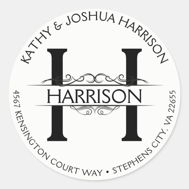 Pegatina Redonda Nombre y dirección de la circular de la antigua ve (Anverso)