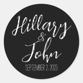 Pegatina Redonda Nombre y fecha de Boda de la pareja