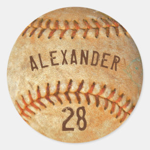 Pegatina Redonda Nombre y Número Personalizado Beisbol Blanco Depor