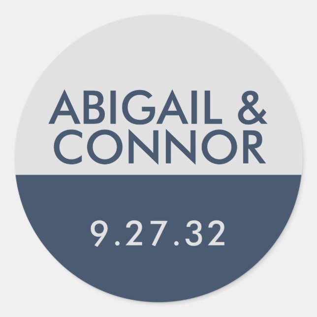 Pegatina Redonda Nombres de color gris azul de la Marina de la tipo (Anverso)