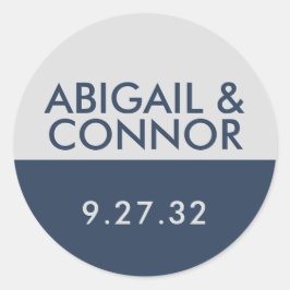 Pegatina Redonda Nombres de color gris azul de la Marina de la tipo