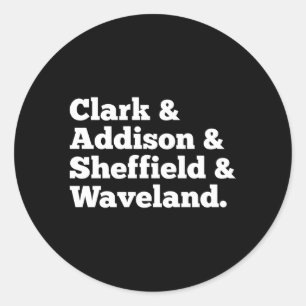 Pegatina Redonda Nombres de las calles de Wrigleyville North Side C