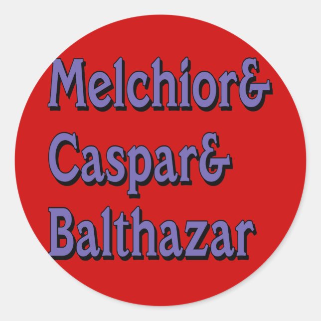 Pegatina Redonda Nombres de los tres Wisemen (Anverso)