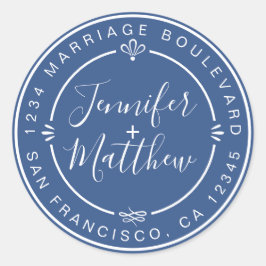 Pegatina Redonda Nombres de Moda rústicos Dirección de devolución A