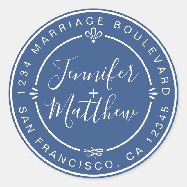 Pegatina Redonda Nombres de Moda rústicos Dirección de devolución A (Anverso)