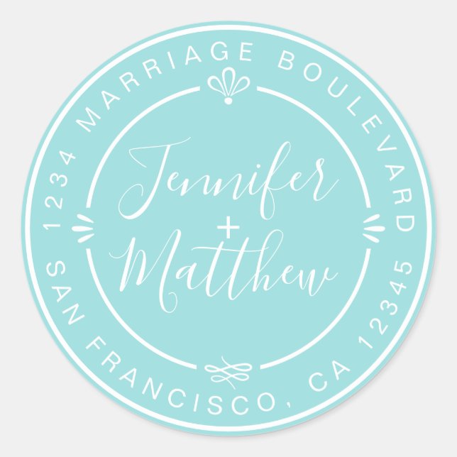 Pegatina Redonda Nombres de monograma de Moda rusa Dirección de ret (Anverso)