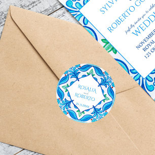 Pegatina Redonda Nombres de novias y novios de talavera mexicana az