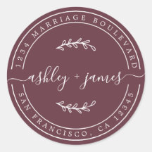 Nombres elegantes Dirección de devolución de Boda 