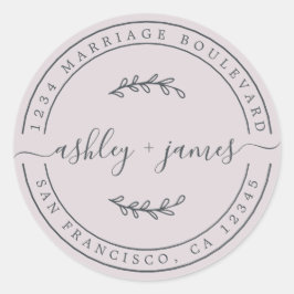 Pegatina Redonda Nombres elegantes Dirección de devolución de Boda 