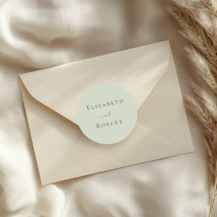 Pegatina Redonda Nombres minimalistas de boda para parejas en Verde