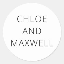 Pegatina Redonda Nombres modernos en negrita negro y blanco