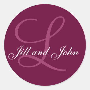 Pegatina Redonda Nombres Monograma inicial L Boda Pegatinas a favor
