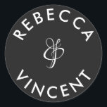 Pegatina Redonda Nombres Personalizados Boda Minimalista Blanco Neg<br><div class="desc">Estas etiquetas personalizadas de agradecimiento neutral para boda son una hermosa adición a cualquier celebración de boda. Estas etiquetas personalizables están diseñadas para agregar un toque personal a sus favores de boda o regalos de agradecimiento. Vienen en varias formas y tamaños. Estas etiquetas también se pueden utilizar para etiquetar artículos...</div>