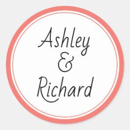 Pegatina Redonda Nombres simples y elegantes que viven en el boda d