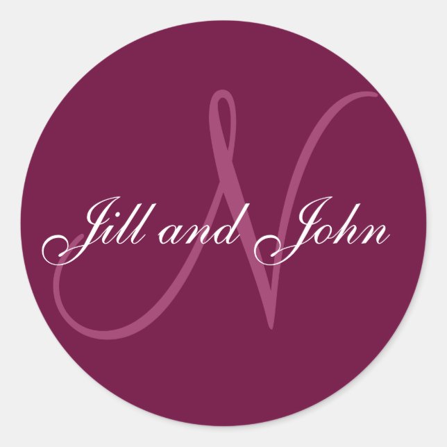 Pegatina Redonda Nombres y Pegatinas del monograma inicial N (Anverso)