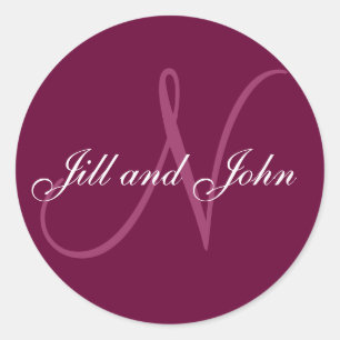 Pegatina Redonda Nombres y Pegatinas del monograma inicial N