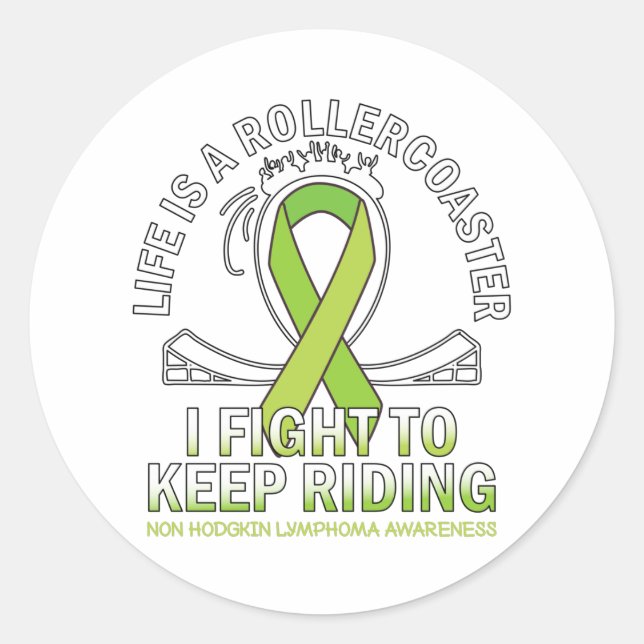 Pegatina Redonda Non hodgkin lymphoma cancer awareness lime ribbon (Anverso)