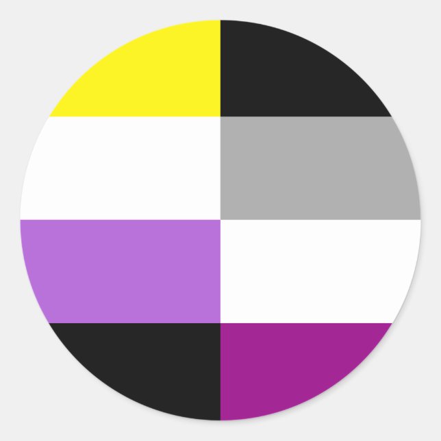 Pegatina Redonda Nonbinary Asexual Dual Pride Flag (Anverso)