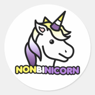 Pegatina Redonda Nonbinicornio