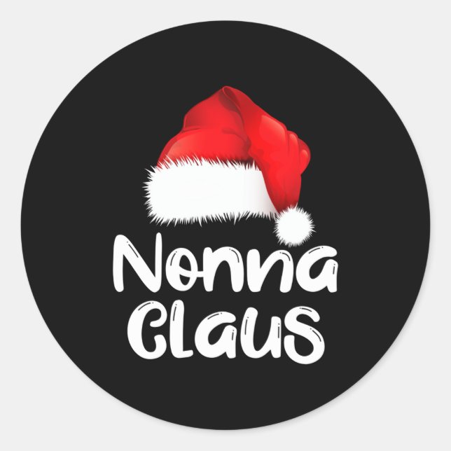Pegatina Redonda Nonna Claus Christmas Family Matching Santa Hat Pa (Anverso)