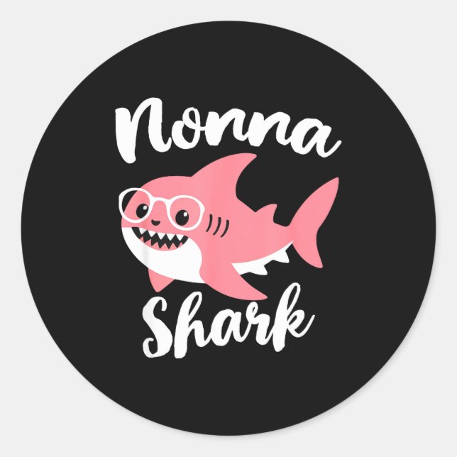 Pegatina Redonda Nonna Shark Mother's Day Grandma Funny  (Anverso)