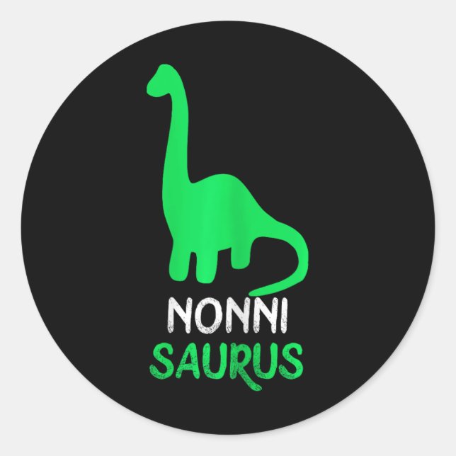 Pegatina Redonda Nonni-saurus Divertido Dino Dinosaurio Nonnisaurus (Anverso)