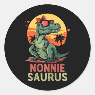 Pegatina Redonda Nonniesaurus Dino Dinosaur Nonnie-saurus T-rex Fun