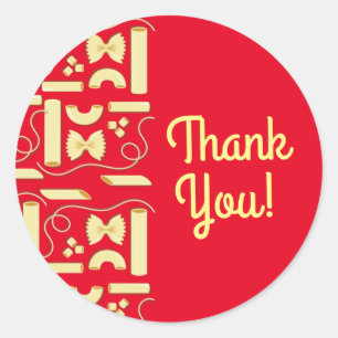 Pegatina Redonda Noodles Pasta Niño Fiesta de cumpleaños 1 italiano