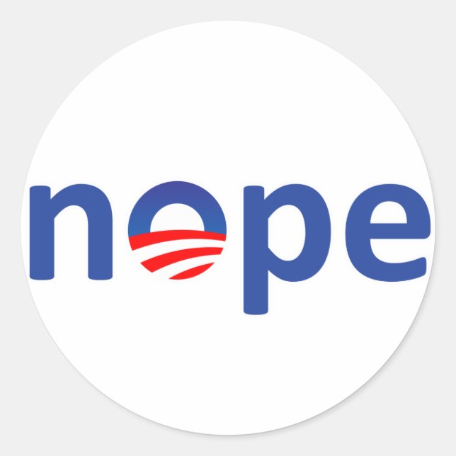 Pegatina Redonda Nope Obama (Anverso)