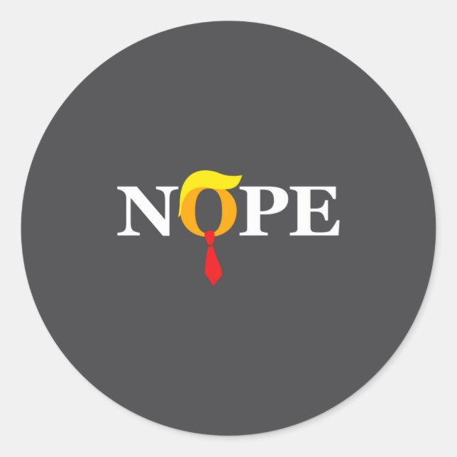 Pegatina Redonda Nope Red Tie Trump Wig Orange Face Funny Anti Tru  (Anverso)