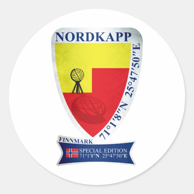 Pegatina Redonda Nordkapp. Norway Special Edition (Anverso)